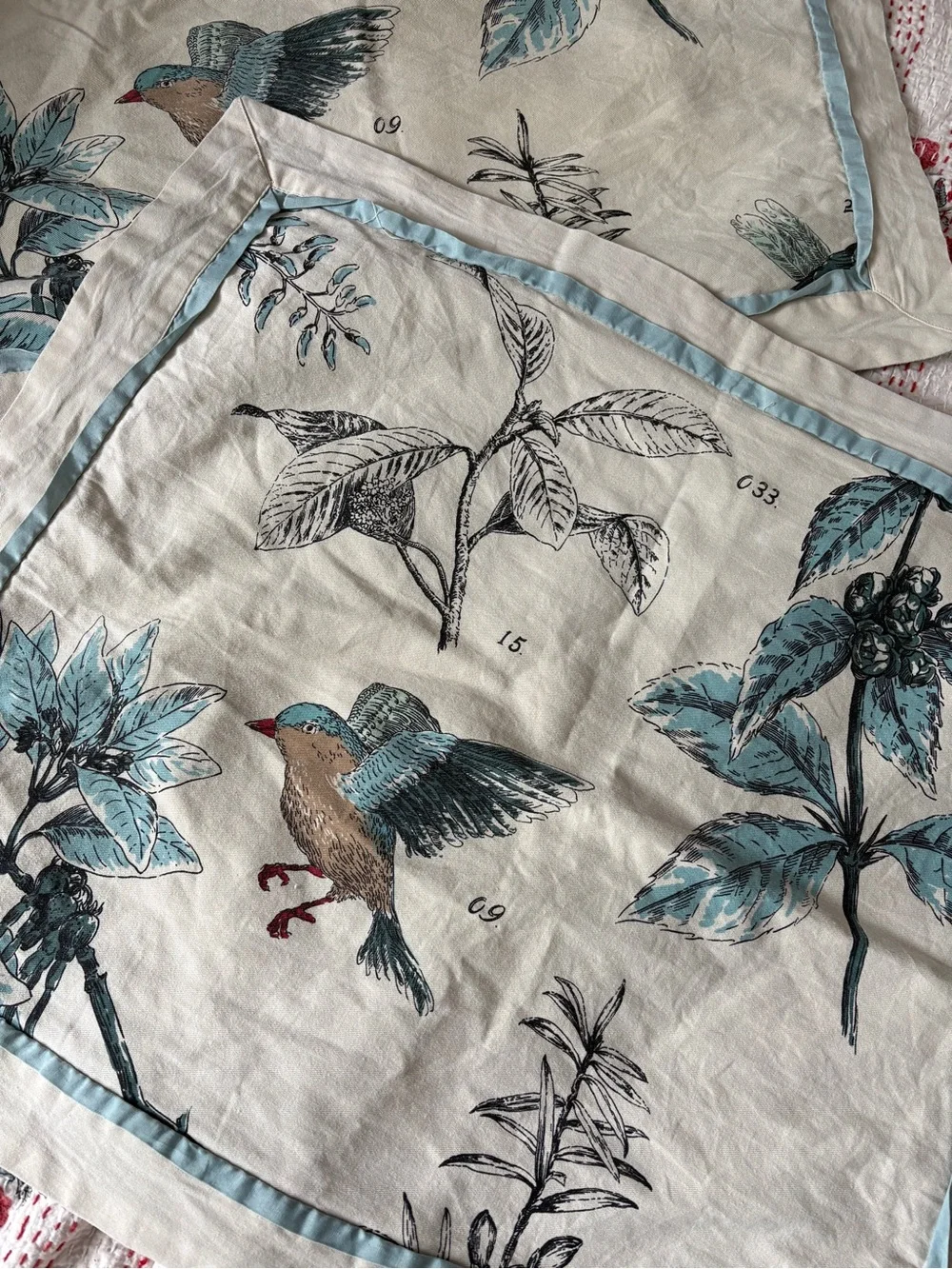 Pair of Madison Park Quincy pillow shams in Regal Bird Pattern.